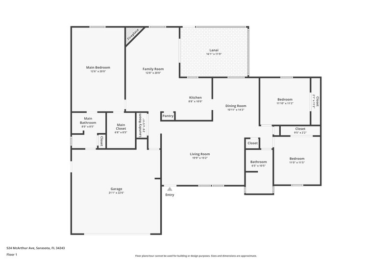 2,465/Mo, 524 McArthur Ave Sarasota, FL 34243 Floor Plan View