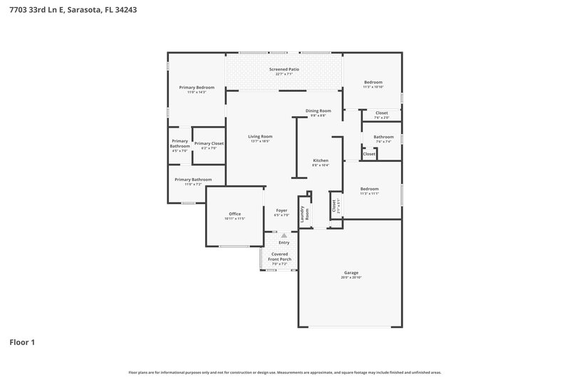 2,225/Mo, 7703 33rd Ln E Sarasota, FL 34243 Floor Plan View