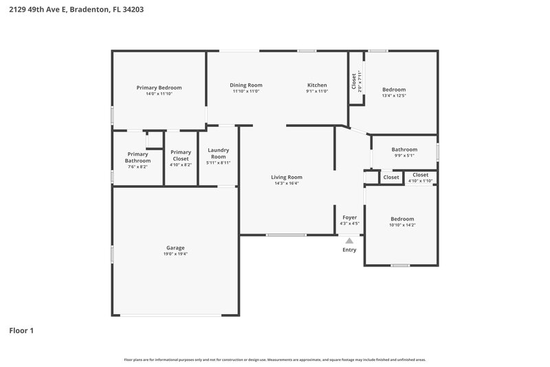 2,290/Mo, 2129 49th Ave E Bradenton, FL 34203 Floor Plan View