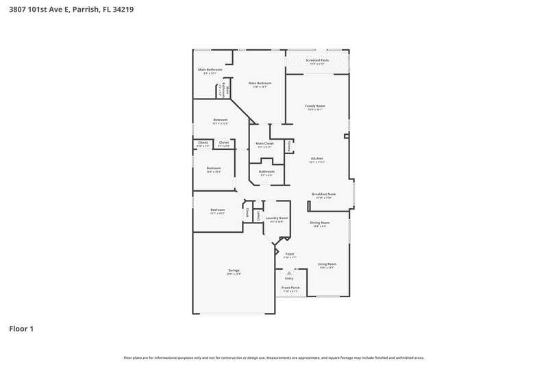 2,360/Mo, 3807 101st Ave E Parrish, FL 34219 Floor Plan View