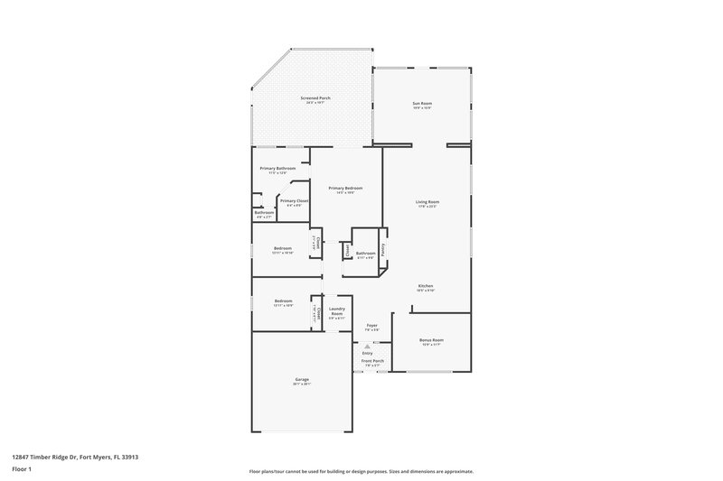 2,120/Mo, 12847 Timber Ridge Dr Fort Myers, FL 33913 Floor Plan View