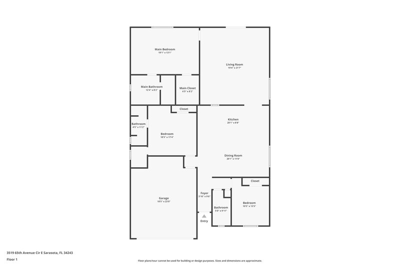 2,565/Mo, 3519 65th Avenue Cir E Sarasota, FL 34243 Floor Plan View