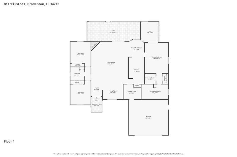 2,920/Mo, 811 133rd St E Bradenton, FL 34212 Floor Plan View