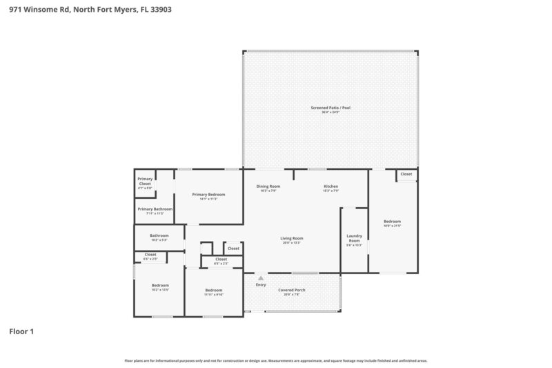 2,350/Mo, 971 Winsome Rd North Fort Myers, FL 33903 Floorplan View