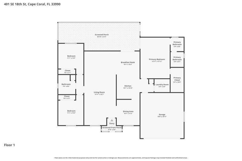 1,920/Mo, 401 SE 18th St Cape Coral, FL 33990 Floor Plan View