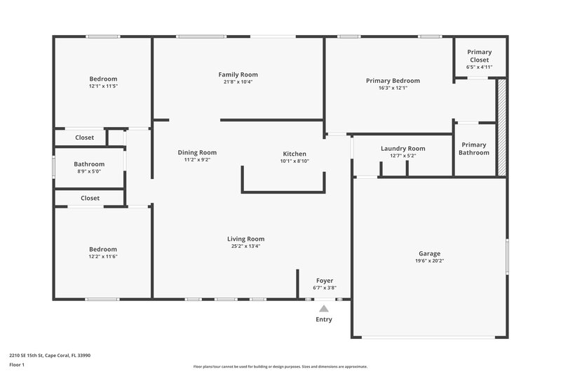 1,840/Mo, 2210 SE 15th St Cape Coral, FL 33990 Floor Plan View