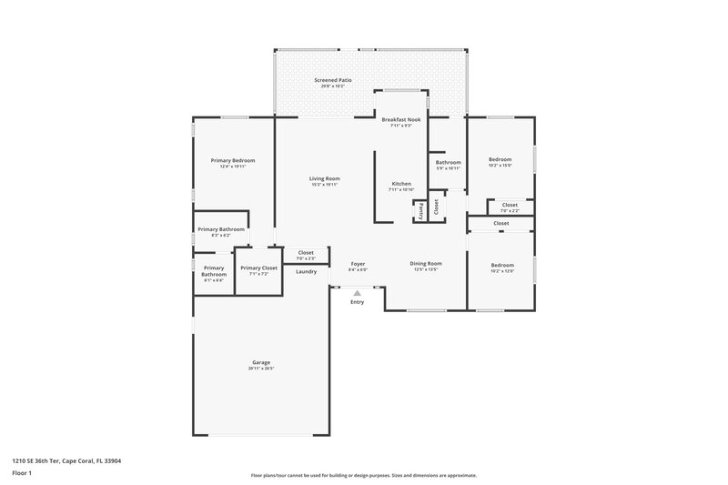 2,000/Mo, 1210 SE 36th Ter Cape Coral, FL 33904 Floor Plan View