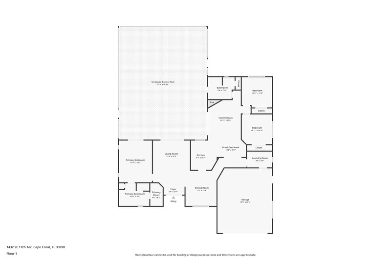 2,020/Mo, 1432 SE 17th Ter Cape Coral, FL 33990 Floor Plan View