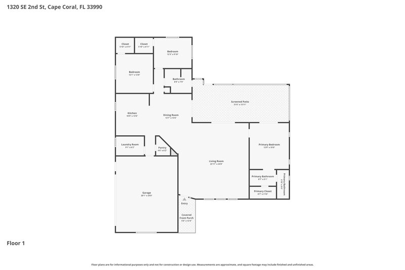 2,115/Mo, 1320 SE 2nd St Cape Coral, FL 33990 Floor Plan View