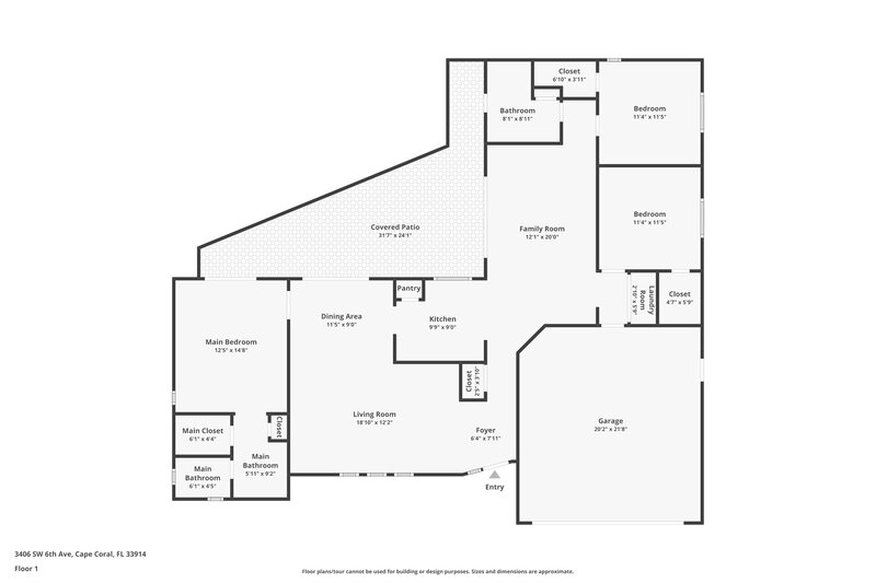 2,030/Mo, 3406 SW 6th Ave Cape Coral, FL 33914 Floor Plan View