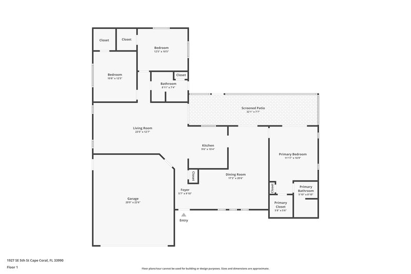 1,745/Mo, 1927 SE 5th St Cape Coral, FL 33990 Floorplan View