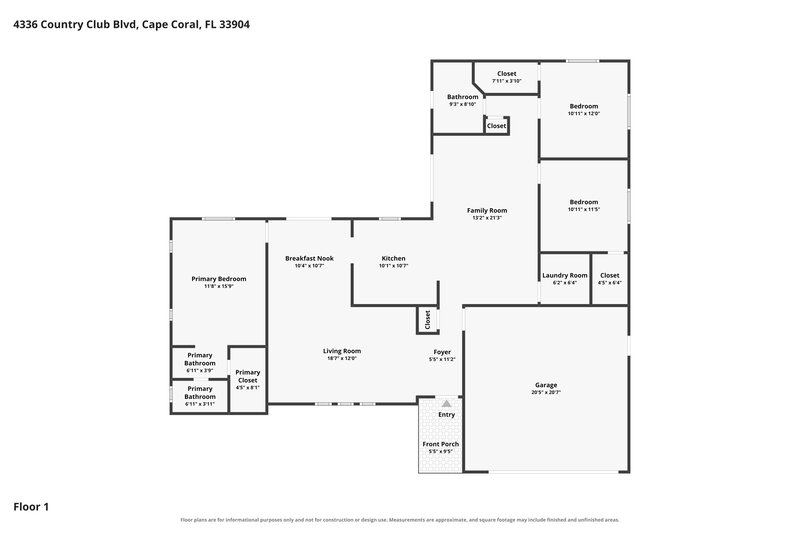 1,665/Mo, 4336 Country Club Blvd Cape Coral, FL 33904 Floor Plan View