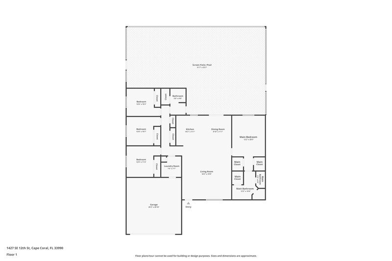 2,475/Mo, 1427 SE 12th St Cape Coral, FL 33990 Floor Plan View