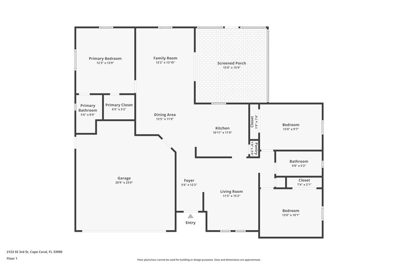 1,730/Mo, 2123 SE 3rd St Cape Coral, FL 33990 Floor Plan View