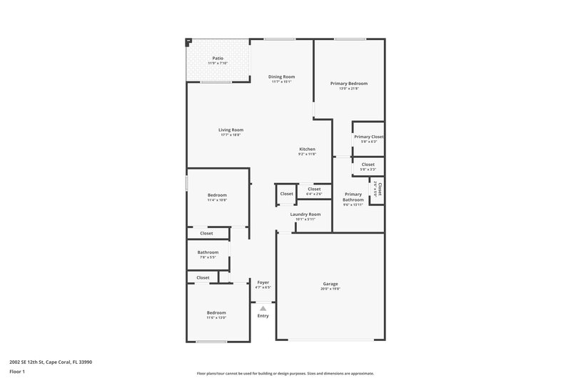 1,805/Mo, 2002 SE 12th St Cape Coral, FL 33990 Floor Plan View