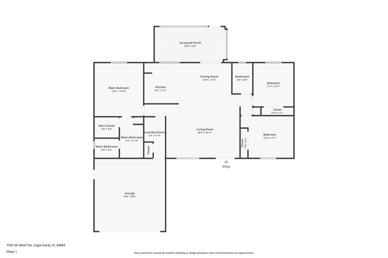 1,720/Mo, 1531 SE 42nd Ter Cape Coral, FL 33904 Floor Plan View