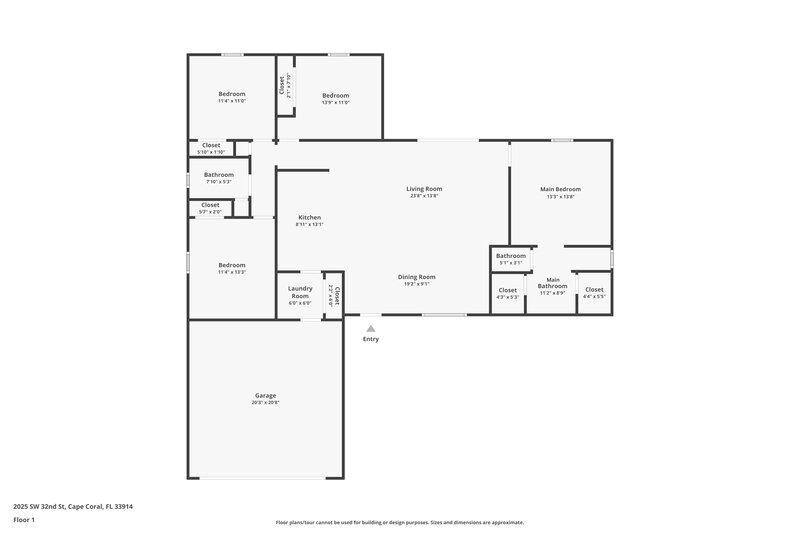 2,000/Mo, 2025 SW 32nd St Cape Coral, FL 33914 Floor Plan View