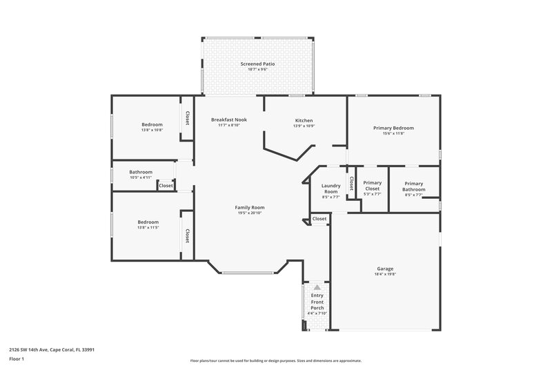 1,730/Mo, 2126 SW 14th Ave Cape Coral, FL 33991 Floor Plan View
