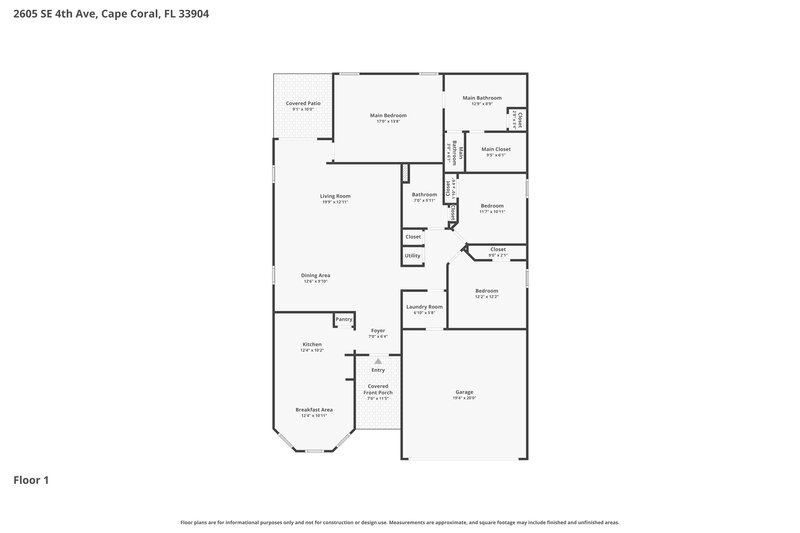 1,685/Mo, 2605 SE 4th Ave Cape Coral, FL 33904 Floor Plan View