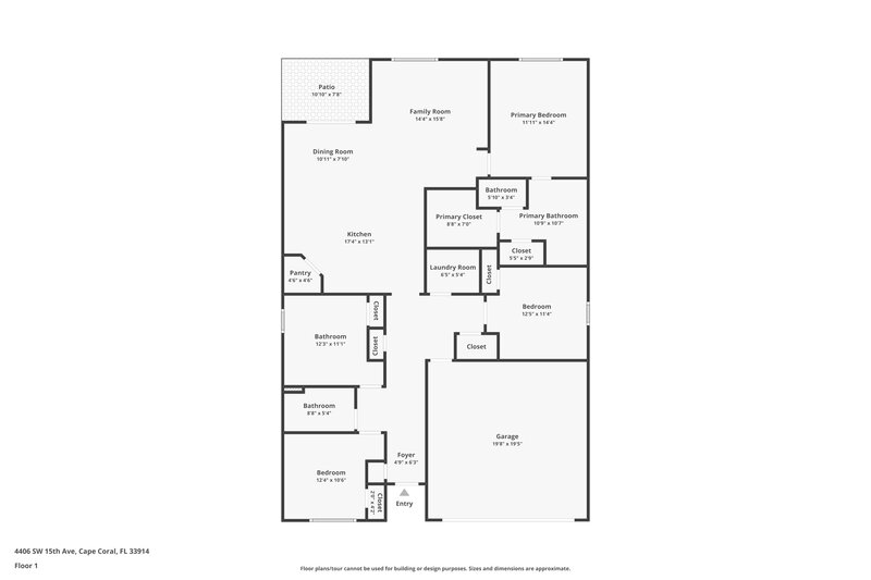 1,850/Mo, 4406 SW 15th Ave Cape Coral, FL 33914 Floor Plan View