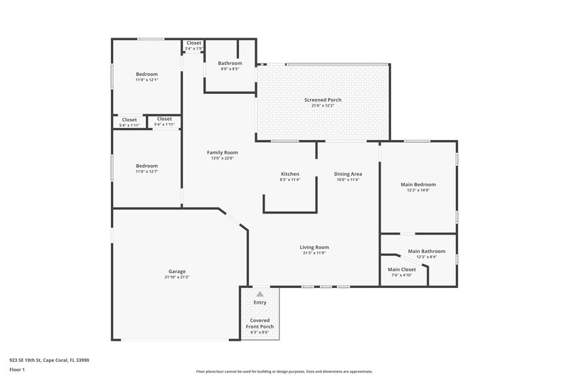 1,835/Mo, 923 SE 19th St Cape Coral, FL 33990 Floor Plan View