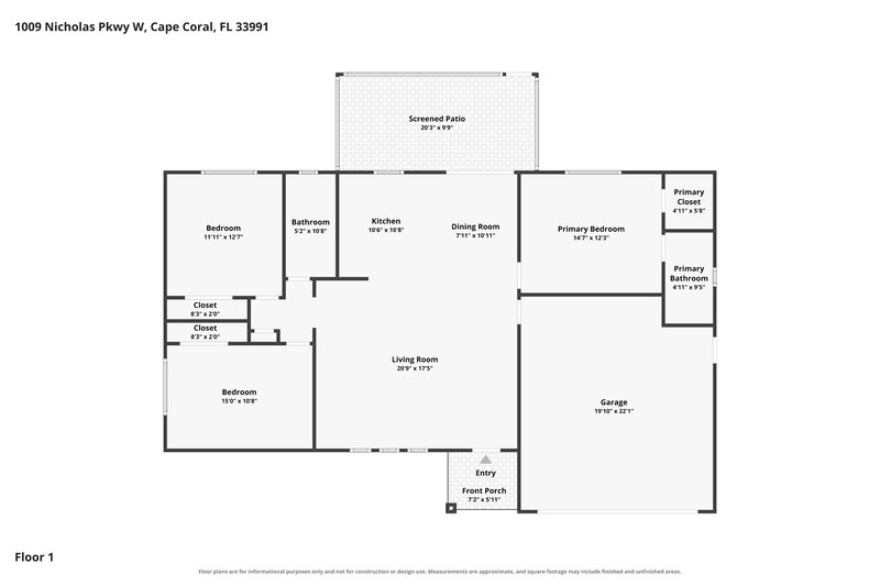 2,090/Mo, 1009 Nicholas Pkwy W Cape Coral, FL 33991 Floor Plan View