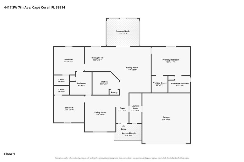 2,190/Mo, 4417 SW 7th Ave Cape Coral, FL 33914 Floor Plan View