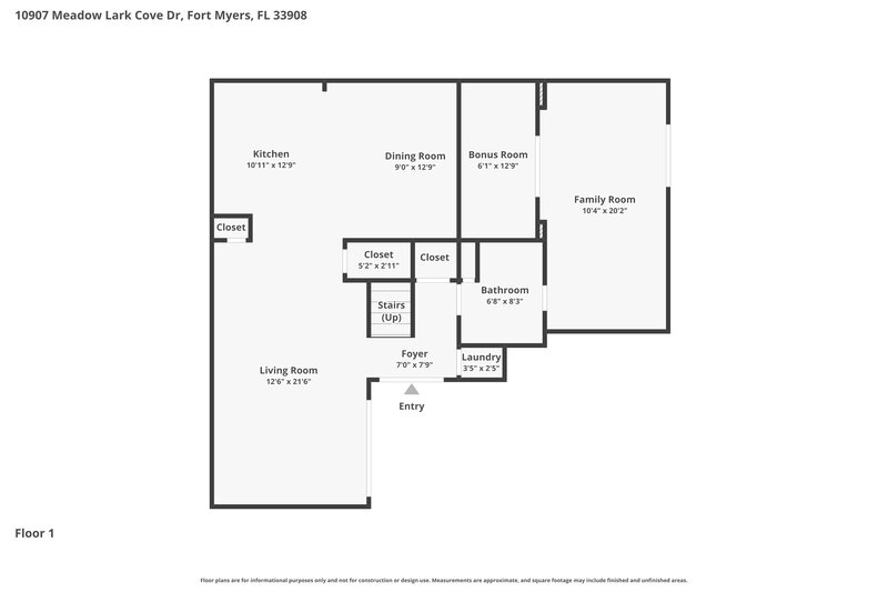 1,915/Mo, 10907 Meadow Lark Cove Dr Fort Myers, FL 33908 Floor Plan View