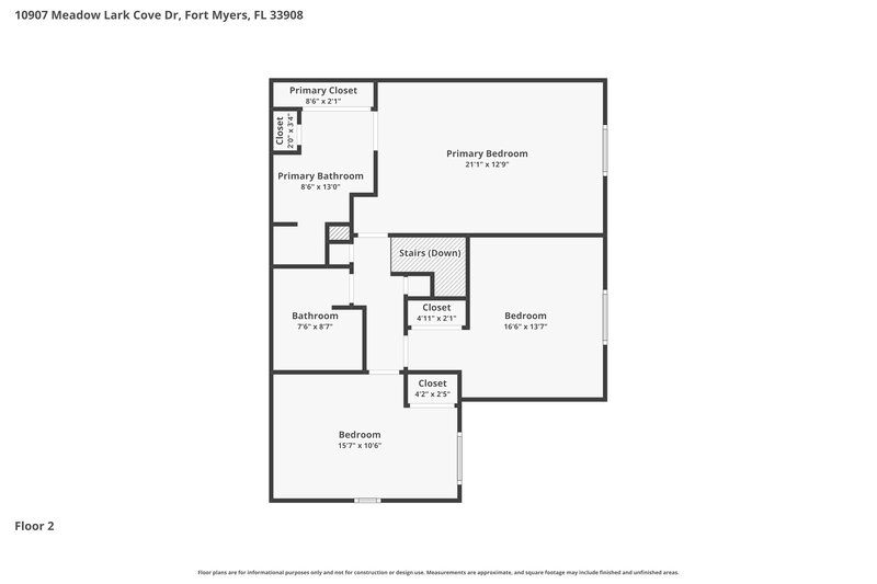 1,915/Mo, 10907 Meadow Lark Cove Dr Fort Myers, FL 33908 Floor Plan View 2