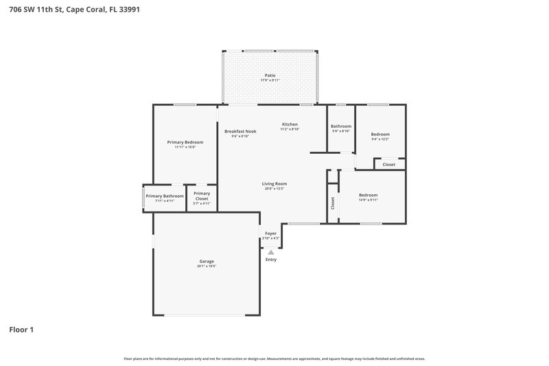 1,700/Mo, 706 SW 11th St Cape Coral, FL 33991 Floor Plan View