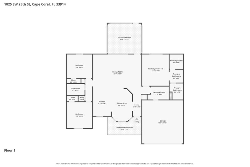 1,620/Mo, 1825 Sw 25Th St Cape Coral, FL 33914 Floor Plan View