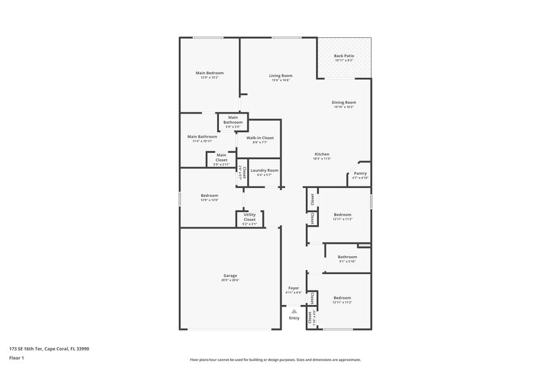 2,920/Mo, 173 SE 16th Ter Cape Coral, FL 33990 Floor Plan View