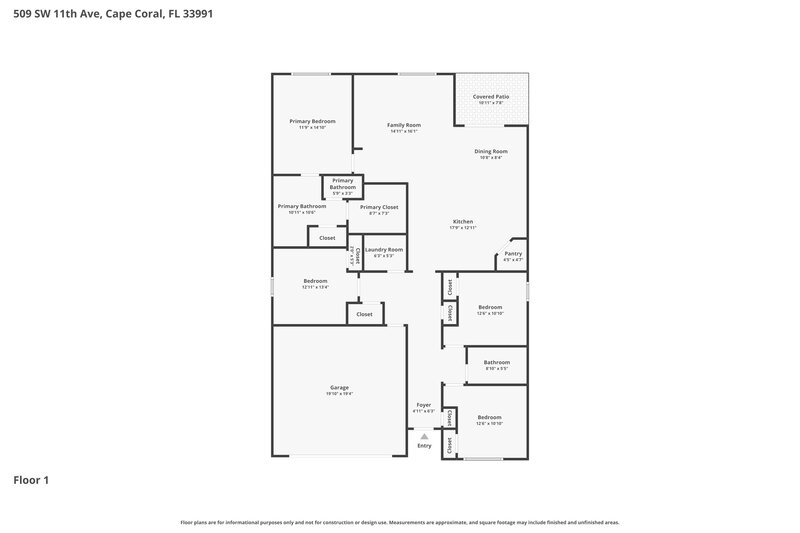 2,035/Mo, 509 SW 11th Ave Cape Coral, FL 33991 Floor Plan View