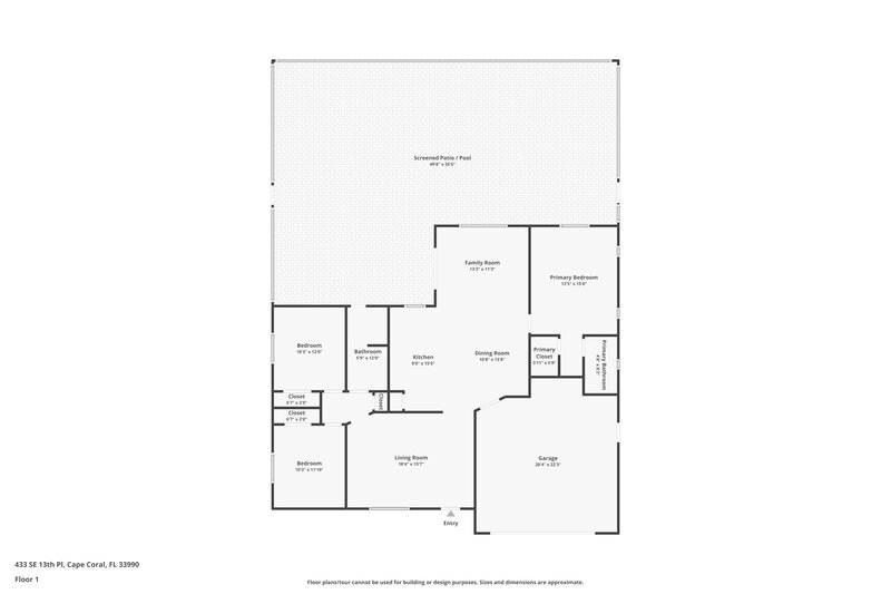 1,885/Mo, 433 SE 13th Pl Cape Coral, FL 33990 Floor Plan View