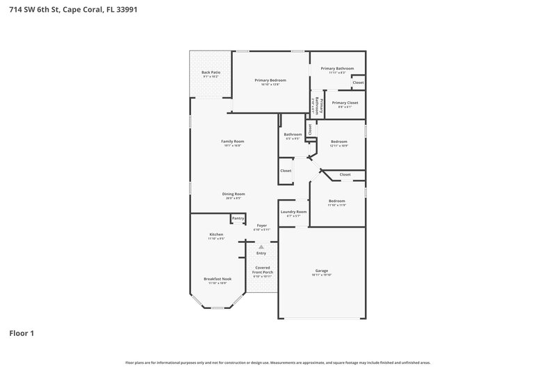 2,010/Mo, 714 SW 6th ST Cape Coral, FL 33991 Floor Plan View