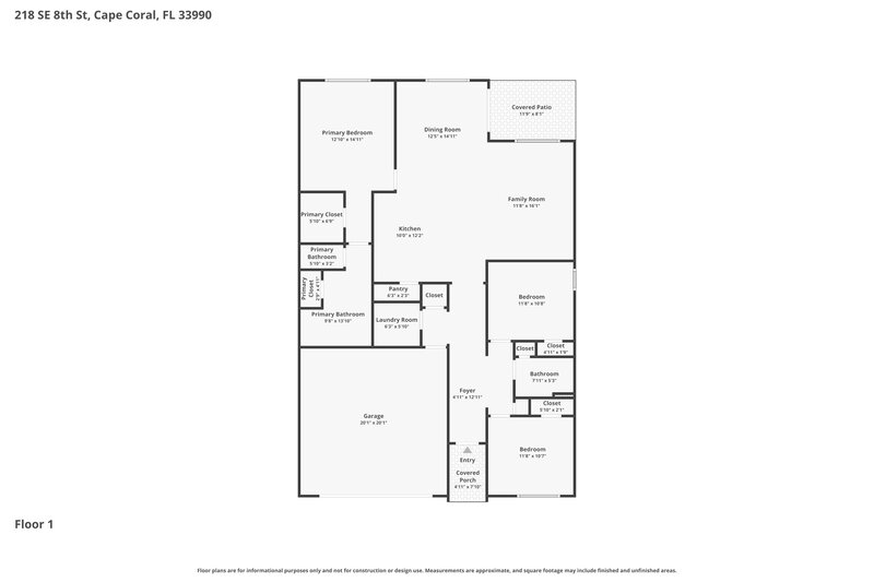 2,190/Mo, 218 SE 8th St Cape Coral, FL 33990 Floor Plan View