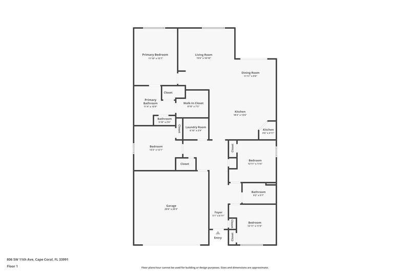 1,990/Mo, 806 SW 11th Ave Cape Coral, FL 33991 Floor Plan View