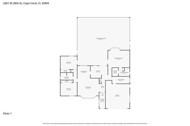 2,360/Mo, 2261 SE 28th St Cape Coral, FL 33904 Floor Plan View
