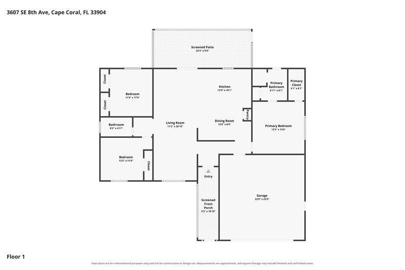 1,565/Mo, 3607 SE 8th Ave Cape Coral, FL 33904 Floor Plan View