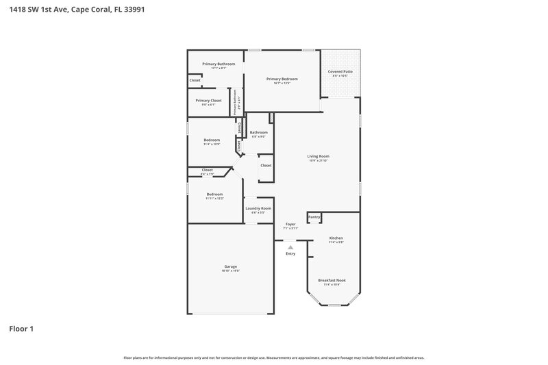 1,840/Mo, 1418 SW 1st Ave Cape Coral, FL 33991 Floor Plan View