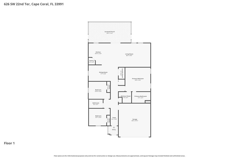 2,190/Mo, 626 SW 22nd Ter Cape Coral, FL 33991 Floor Plan View