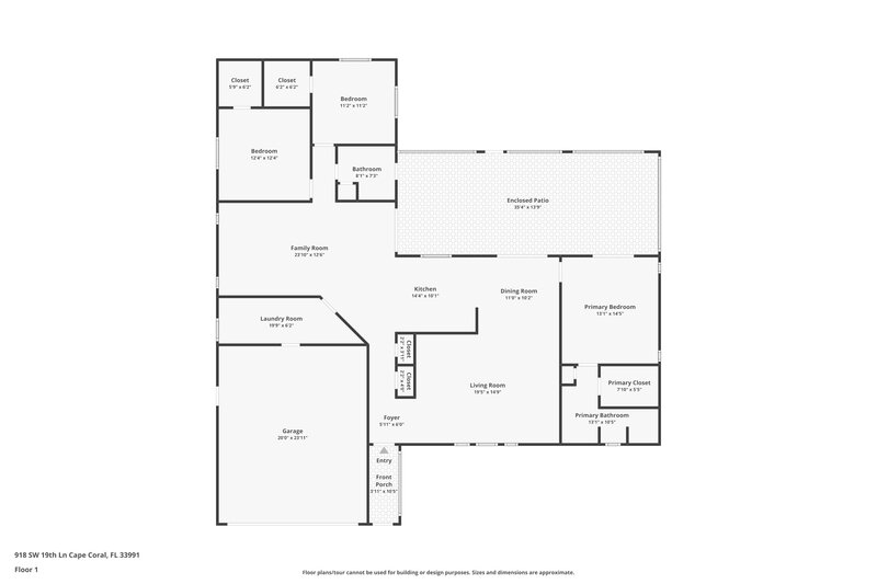 2,060/Mo, 918 SW 19th Ln Cape Coral, FL 33991 Floor Plan View