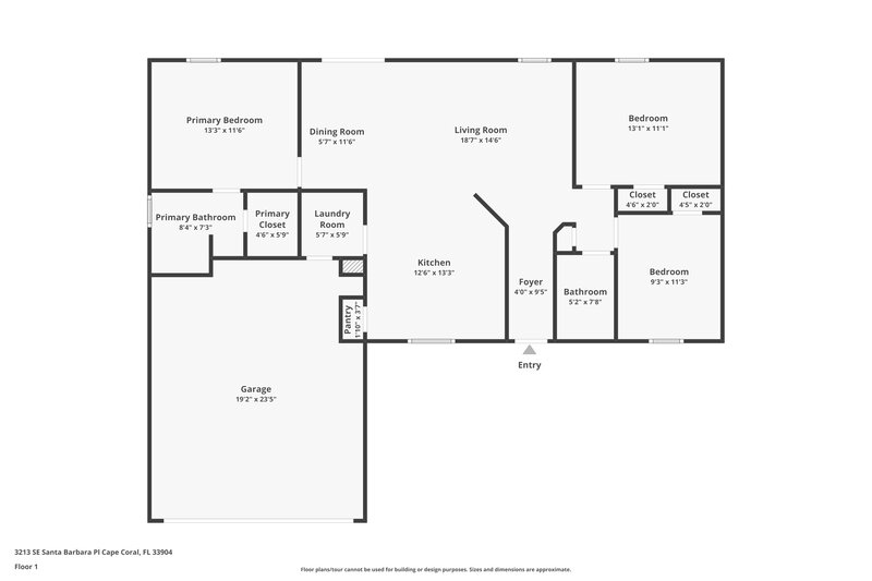 1,830/Mo, 3213 SE Santa Barbara Pl Cape Coral, FL 33904 Floor Plan View