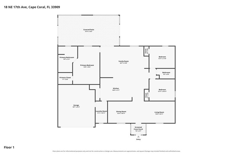 2,055/Mo, 18 NE 17th Ave Cape Coral, FL 33909 Floor Plan View