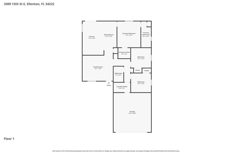 2,030/Mo, 3309 13TH St E Ellenton, FL 34222 Floor Plan View