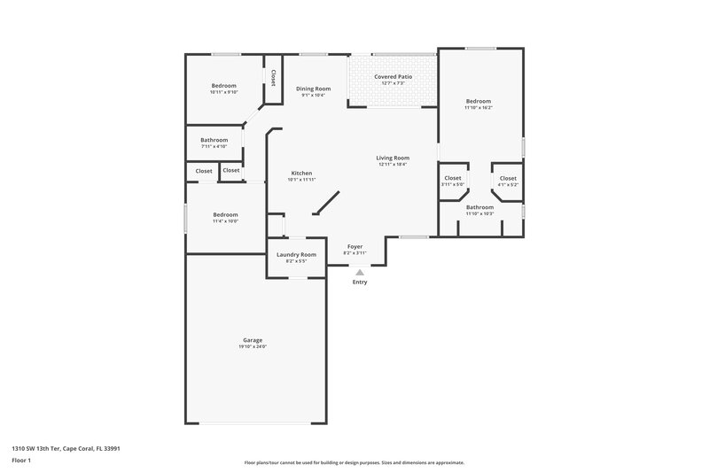 1,720/Mo, 1310 SW 13th Ter Cape Coral, FL 33991 Floor Plan View
