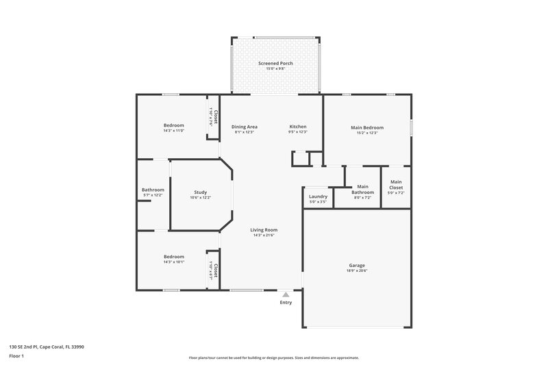 1,880/Mo, 130 SE 2nd Pl Cape Coral, FL 33990 Floorplan View