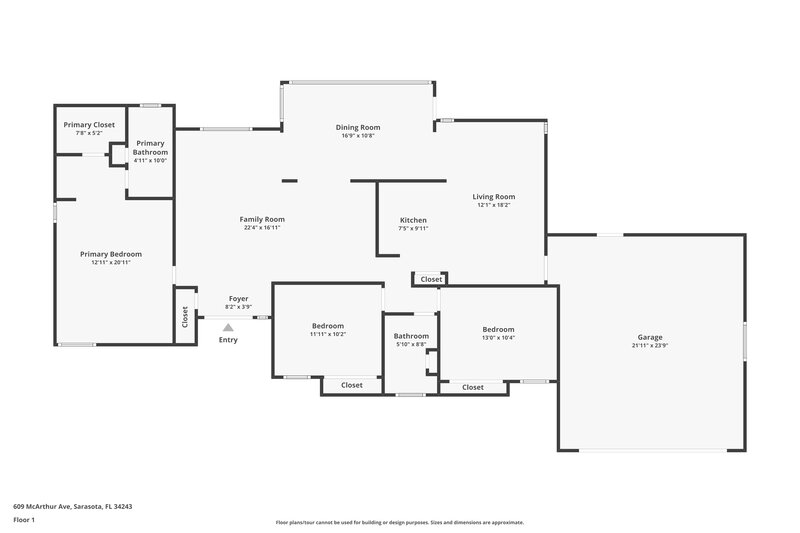 2,180/Mo, 609 McArthur Ave Sarasota, FL 34243 Floor Plan View