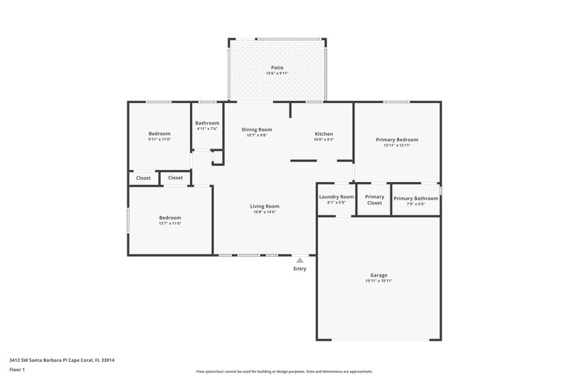 1,850/Mo, 3412 SW Santa Barbara Pl Cape Coral, FL 33914 Floor Plan View