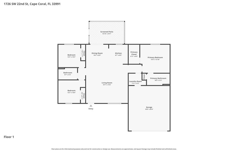 1,880/Mo, 1726 SW 22nd St Cape Coral, FL 33991 Floor Plan View
